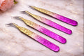 Eyelash Extension Tweezer Set - Gold/Pink