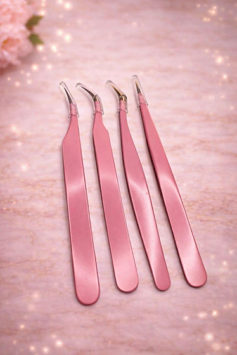 Eyelash Extension Tweezer Set - Pink