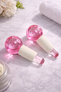 Pink crystal ice globes