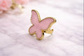 Pink And Gold Butterfly Glue Ring